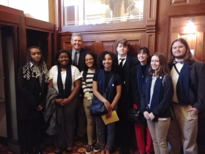 Rep. Bruce Williamson met with students from Monroe Area High School